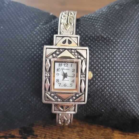 Vintage Watches Geneva Platinum Japan Quartz Art Deco Style Ladies Watch - Picture 5 of 10
